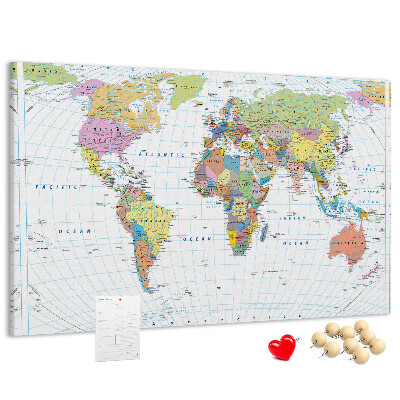 Cork board Political world map