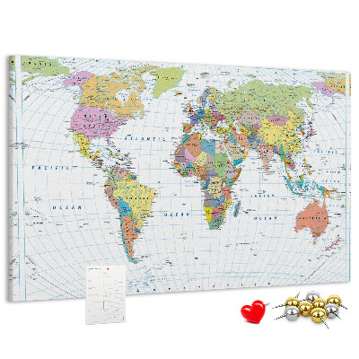 Cork board Political world map