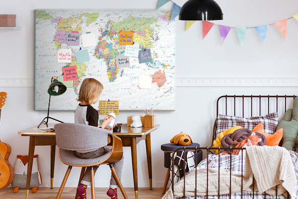 Cork board Political world map