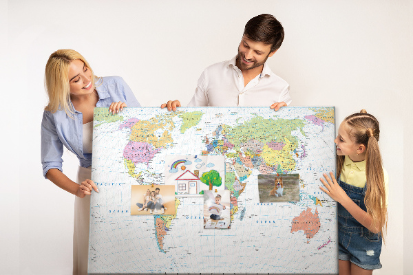 Cork board Political world map