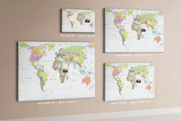 Cork board Political world map