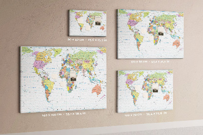 Cork board Political world map