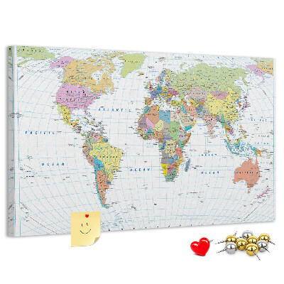 Cork board Political world map