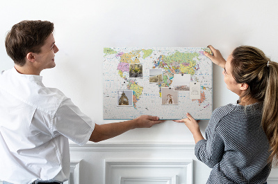 Cork board Political world map