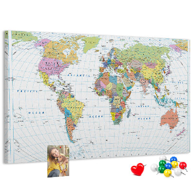 Cork board Political world map