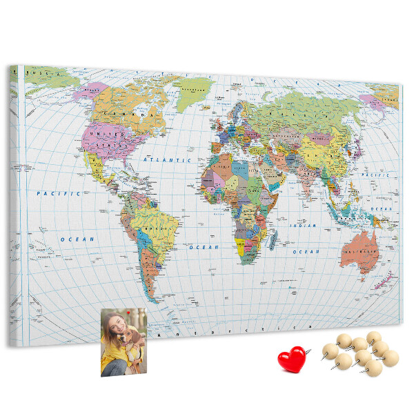 Cork board Political world map
