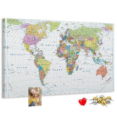 Cork board Political world map