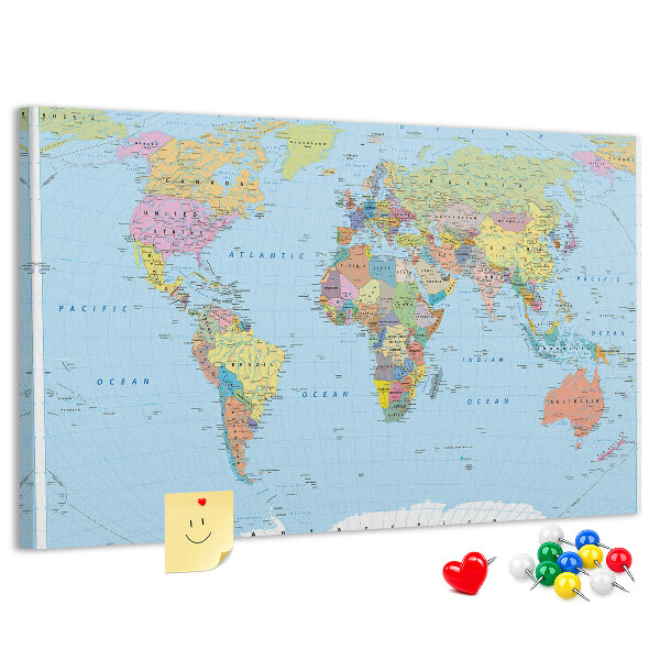 Cork display board Political world map