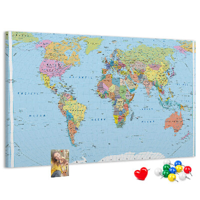 Cork display board Political world map