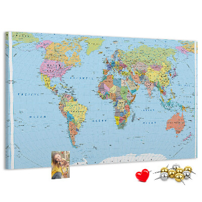 Cork display board Political world map