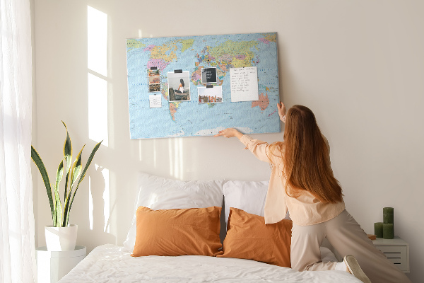 Cork display board Political world map