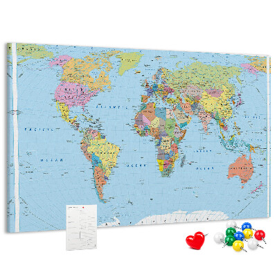 Cork display board Political world map