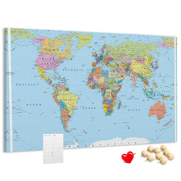 Cork display board Political world map