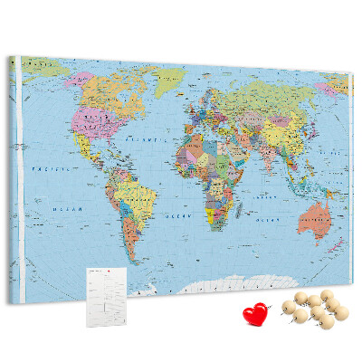 Cork display board Political world map