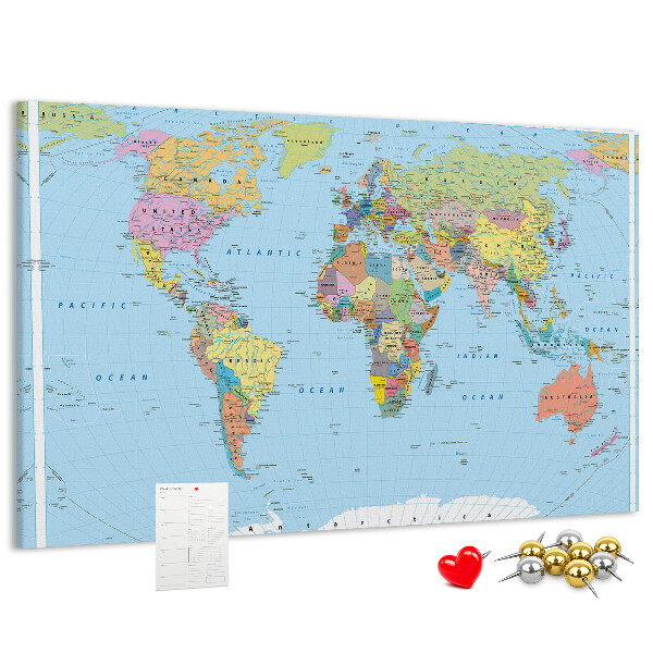 Cork display board Political world map