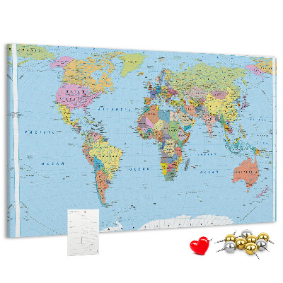 Cork display board Political world map