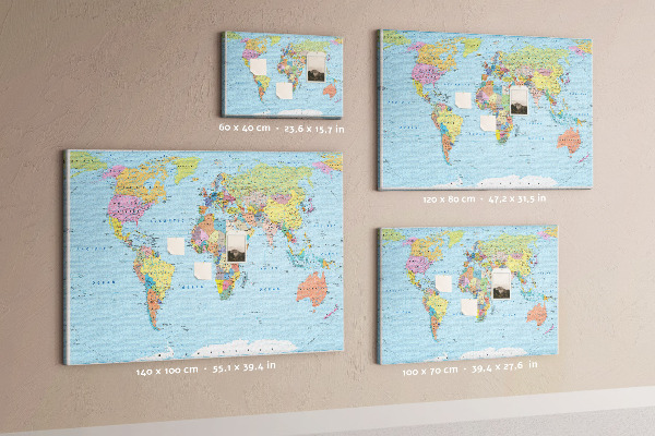 Cork display board Political world map