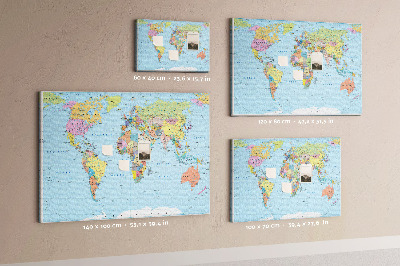 Cork display board Political world map