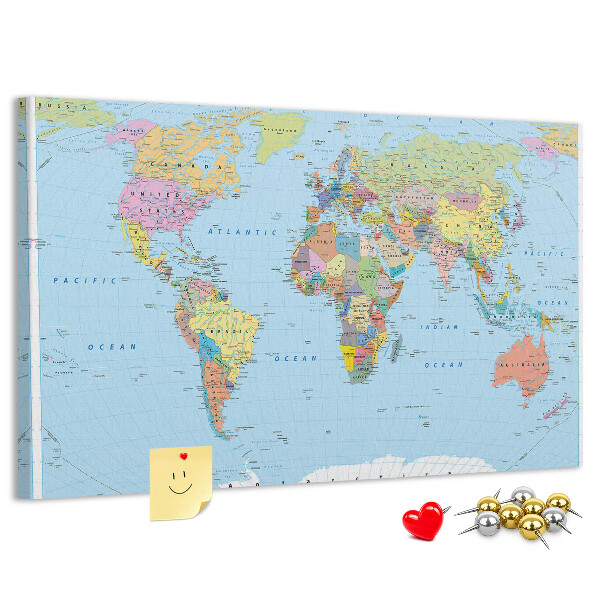 Cork display board Political world map