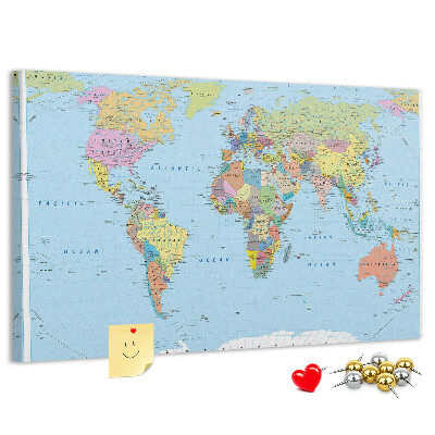 Cork display board Political world map