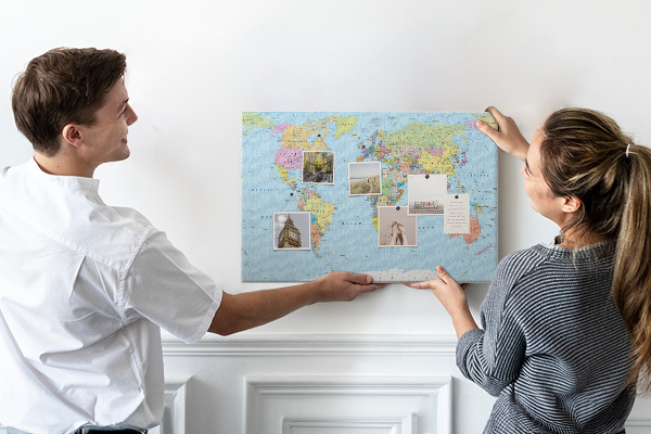 Cork display board Political world map