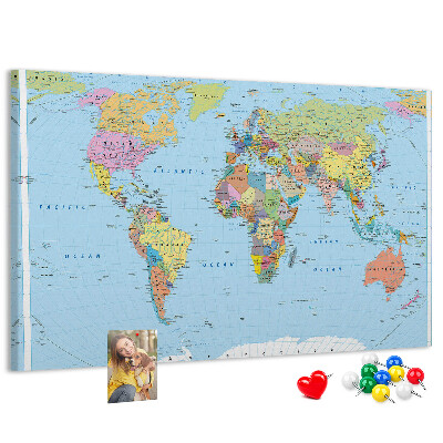 Cork display board Political world map