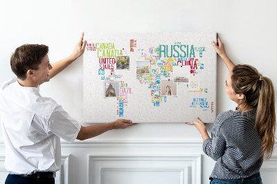 Cork memo board Map of country names