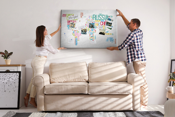 Cork memo board Map of country names