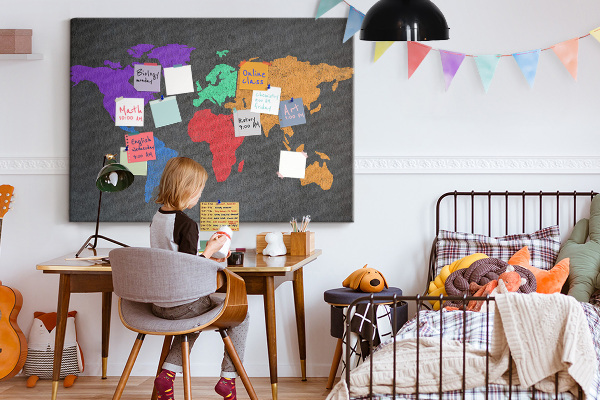 Cork board World map