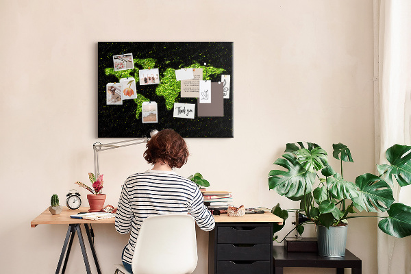 Cork memo board World map