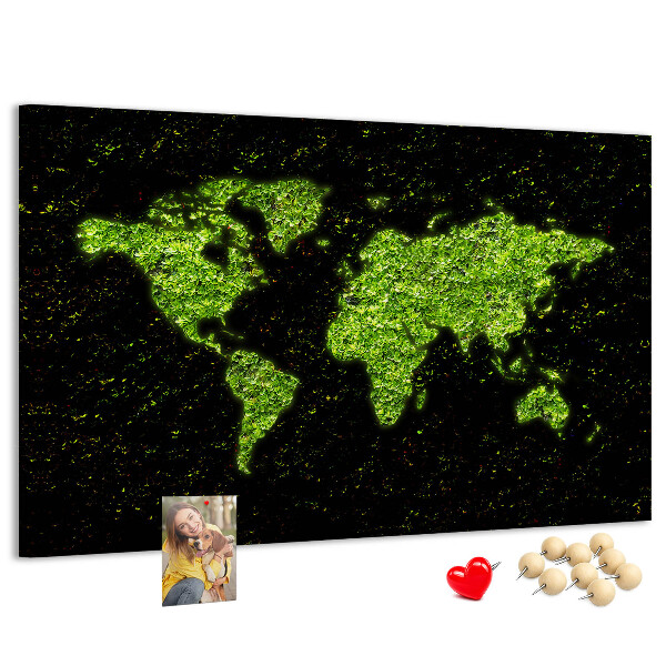 Cork memo board World map