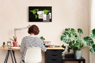 Cork memo board World map