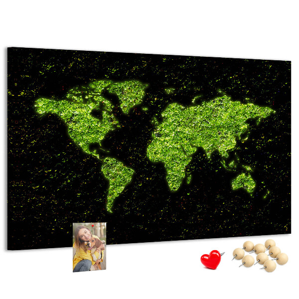 Cork memo board World map