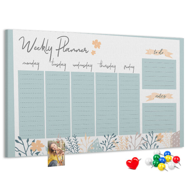 Cork board Weekly schedule