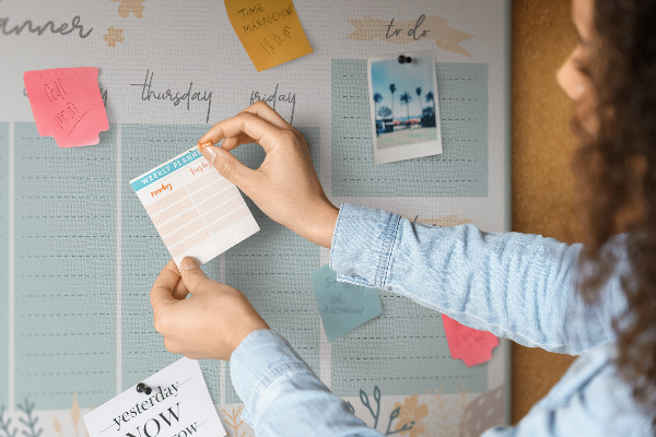 Cork board Weekly schedule