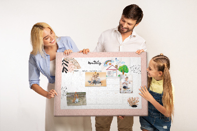 Cork memo board Monthly planner with flowers