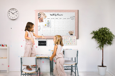 Cork memo board Monthly planner with flowers