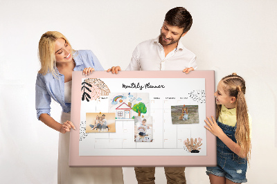 Cork memo board Monthly planner with flowers