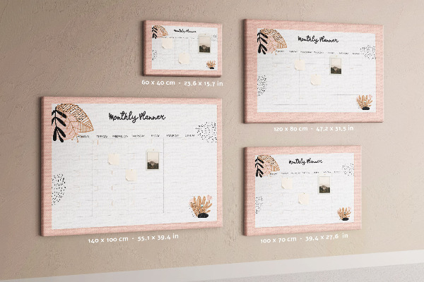 Cork memo board Monthly planner with flowers
