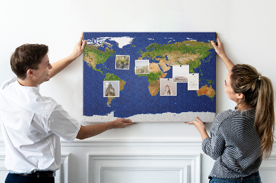 Cork display board Large world map