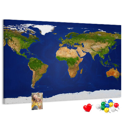 Cork display board Large world map