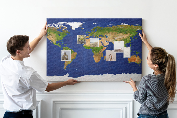 Cork display board Large world map