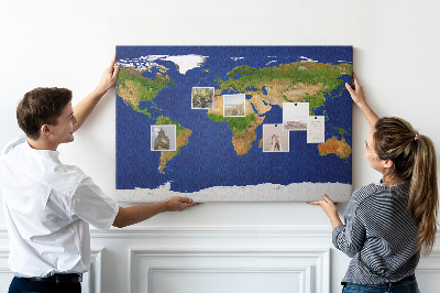 Cork display board Large world map