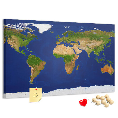 Cork display board Large world map