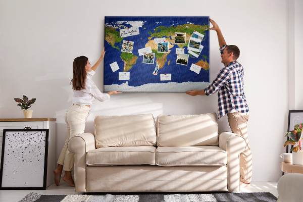 Cork display board Large world map