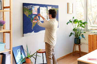 Cork display board Large world map