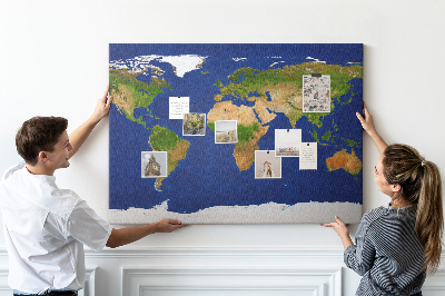 Cork display board Large world map