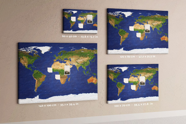 Cork display board Large world map