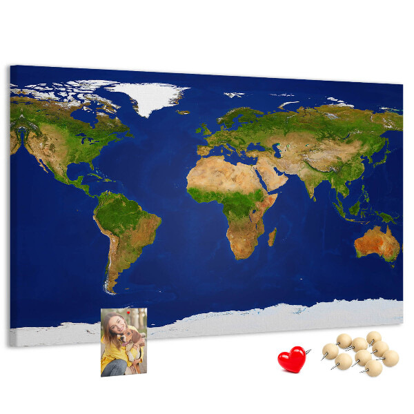 Cork display board Large world map