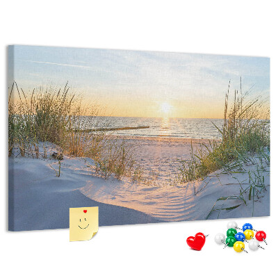 Cork memo board Sunset on the beach